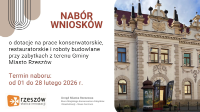 Plakat o naborze wniosk&oacute;w o dotację na pracę przy zabytkach 2026